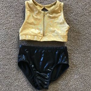 Gold and black 2 piece dancewear